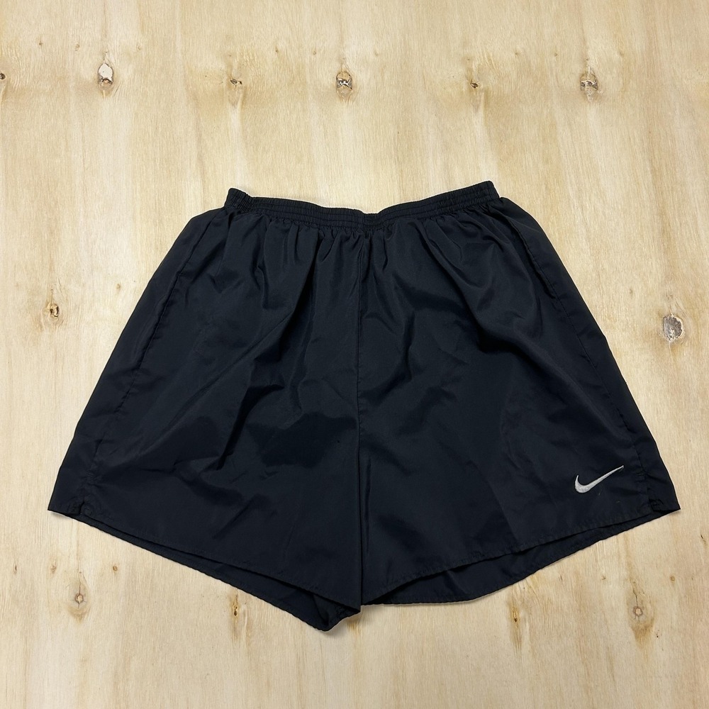 Vintage Nike Shorts Womens Medium Black Microfiber Running Athletic Lined 90s